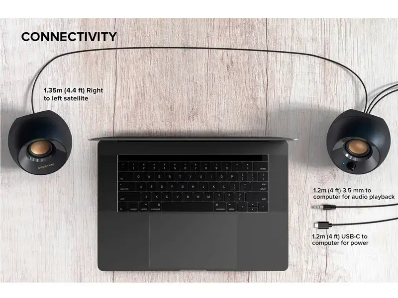 Parlante Creative Pebble V2 2.0 8watts USB-C, 3.5 mm Black - Imagen 3