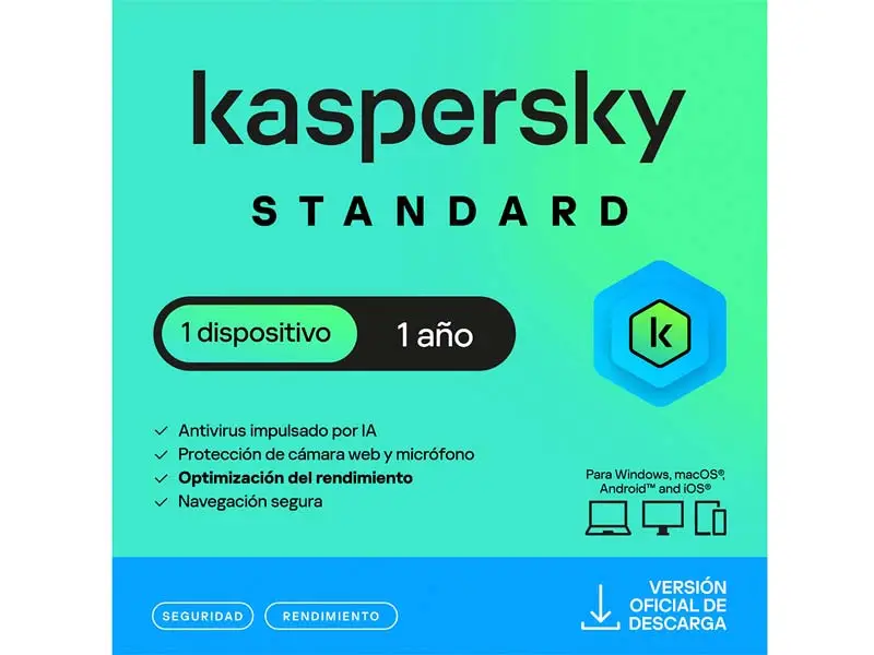 Antivirus Kaspersky Standar 1PC 12 Meses Digital