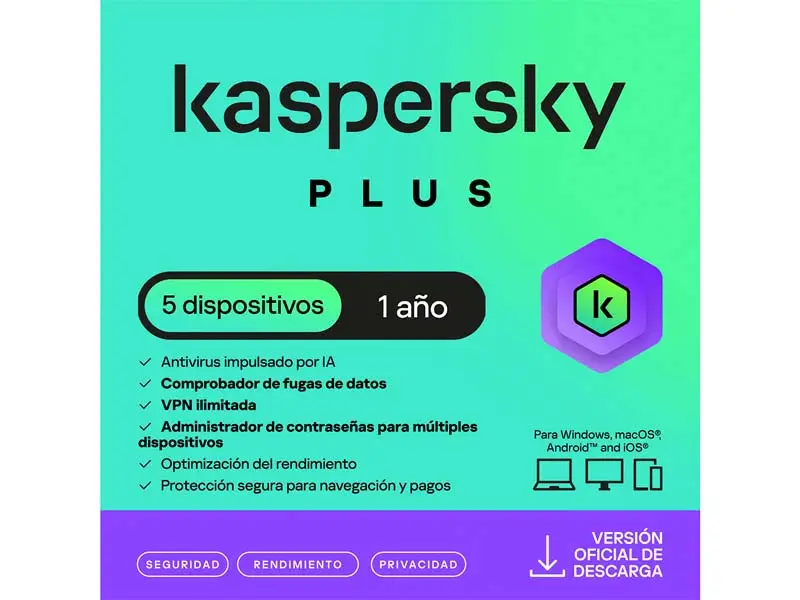 Antivirus Kaspersky Plus 5PC 12 Meses Digital