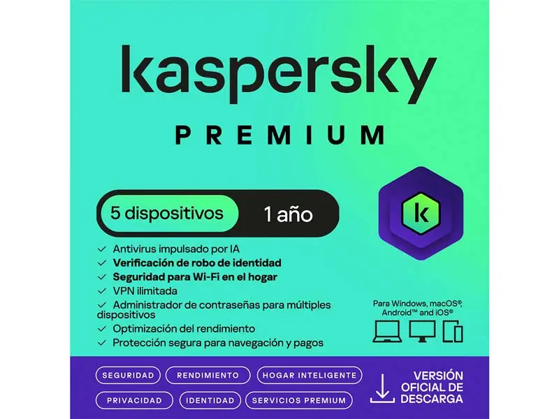 Antivirus Kaspersky Premium 5PC 12 Meses Digital