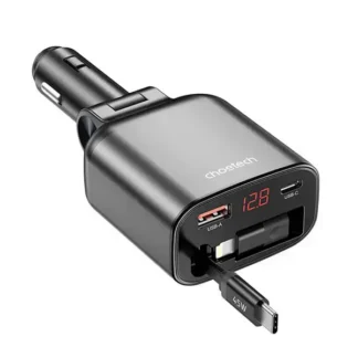 Cargador TC0033 CHOETECH de coche 105 con cable retractil tipo C