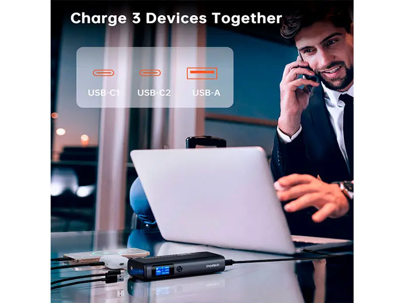 Power Bank B702 CHOETECH 20000mAh PD130W y cable de carga - Imagen 3