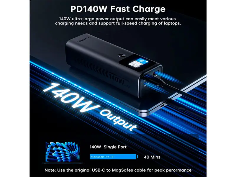 Power Bank B670 CHOETECH 27000mAh PD140W y cable de carga - Imagen 3