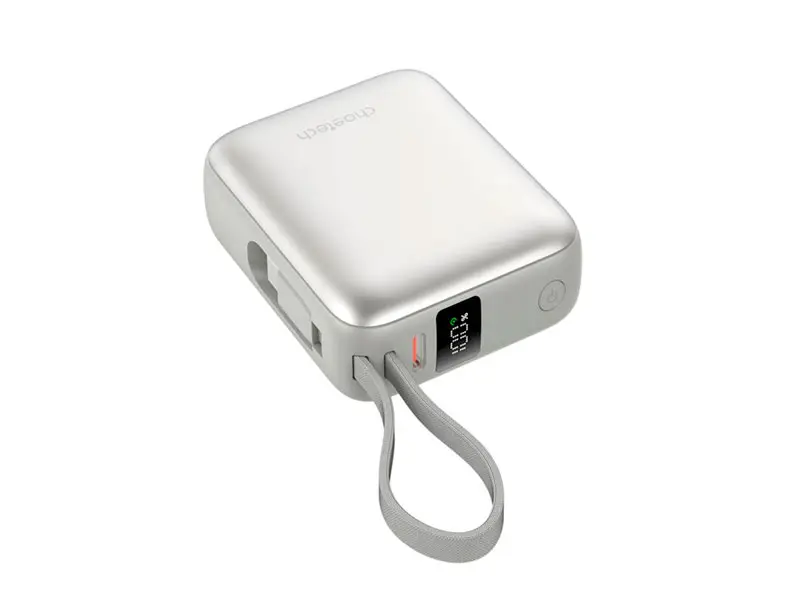 Power Bank CHOETECH B832-SL Mini 10000mAh 35W con pantalla y cable integrado Silver