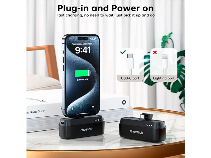 Power Bank B740-CCBK CHOETECH 5000mAh con USB-C Black - Imagen 2