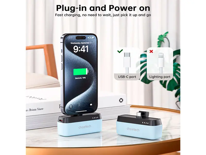 Power Bank B740-CCBE CHOETECH 5000mAh con USB-C Azul - Imagen 3