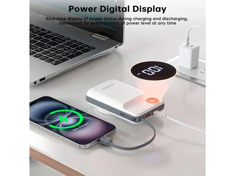 Power Bank Magnetico B696-GW CHOETECH 20000mAh USB-C 22.5W Blanco - Imagen 3