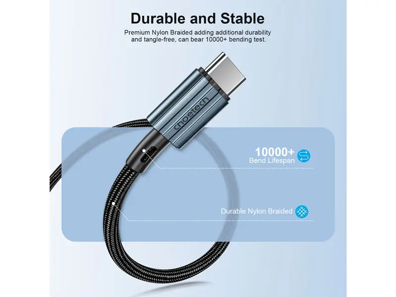 Cable USB-C a USB-C 1.2mts Choetech XCC-1014 PD60W Black - Imagen 3