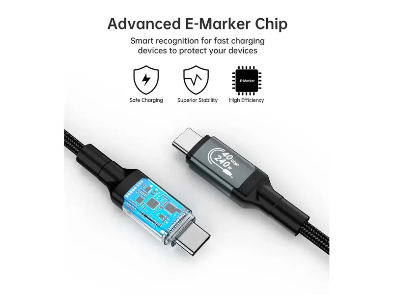 Cable USB-C a USB-C 1.2mts Choetech XCC-1040 PD240W 40Gbps 8K - Imagen 3