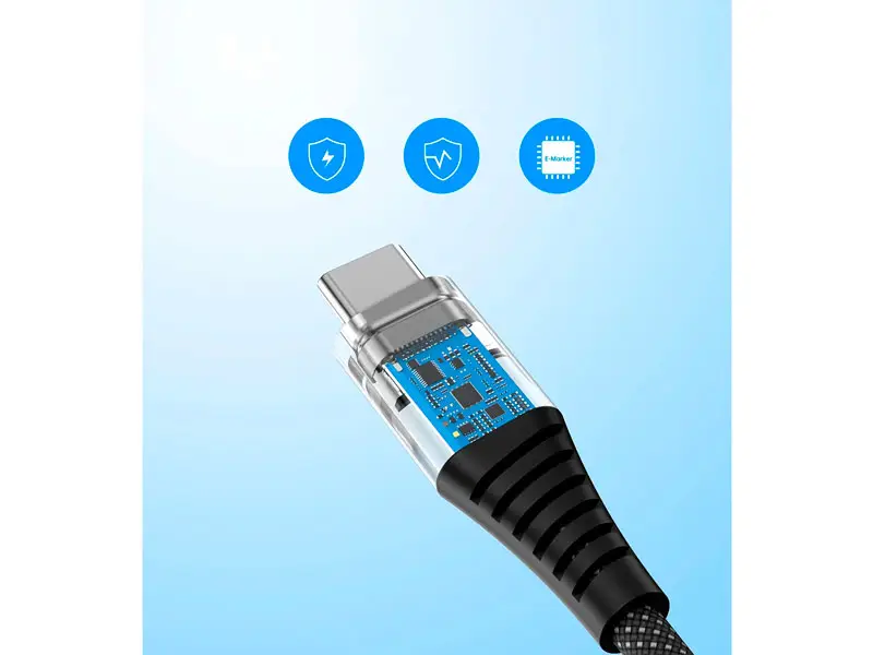 Cable USB-C a USB-C 1.8mts Choetech XCC-1051 PD240W Magnetico Black - Imagen 3