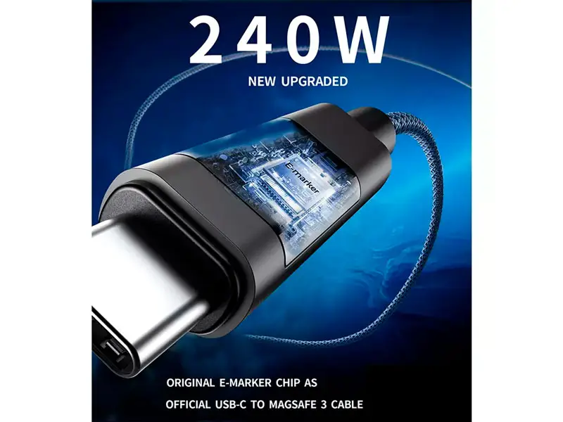 Cable USB-C a USB-C 1.8mts Choetech XCC-1061 PD240W Magnetico Black - Imagen 2
