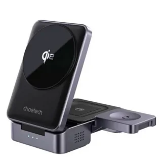 Cargador Inalamblico T637-F CHOETECH 3 en 1 Qi2 MagLeap hasta 15W