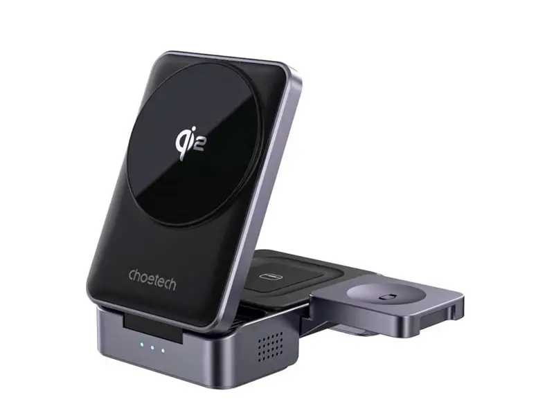 Cargador Inalamblico T637-F CHOETECH 3 en 1 Qi2 MagLeap hasta 15W