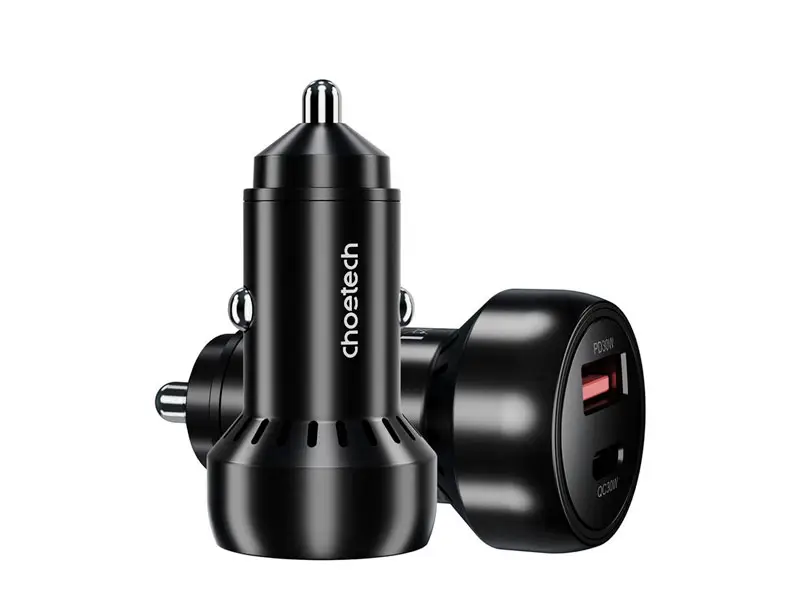 Cargador TC0014 CHOETECH de coche 60W USB-C + USB-A Retroiluminacion Led