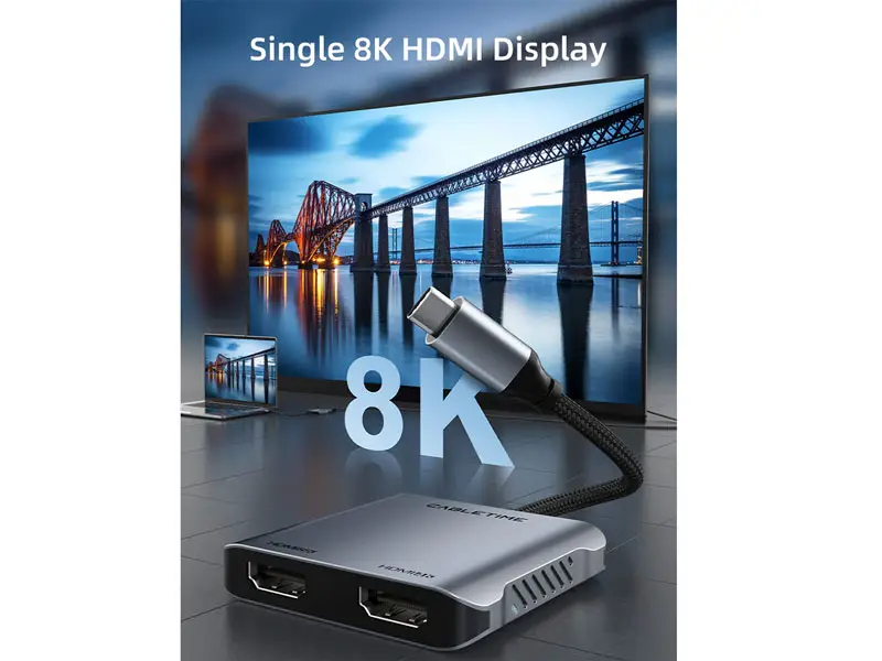 Adaptador USB-C a HDMI USB USB-C CABLETIME CB70G 4K 8K PD100W - Imagen 2
