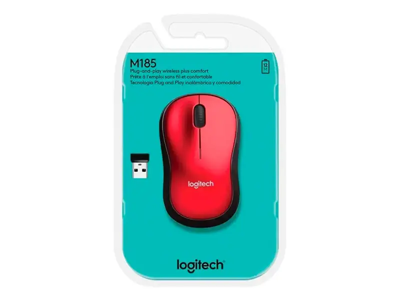 Mouse Logitech M185 Nano Wireless Red - Imagen 3