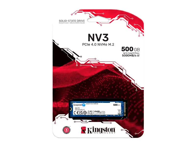 Unidad SSD Interno M.2 2280 500GB Kingston NV3 NVMe PCle 4.0