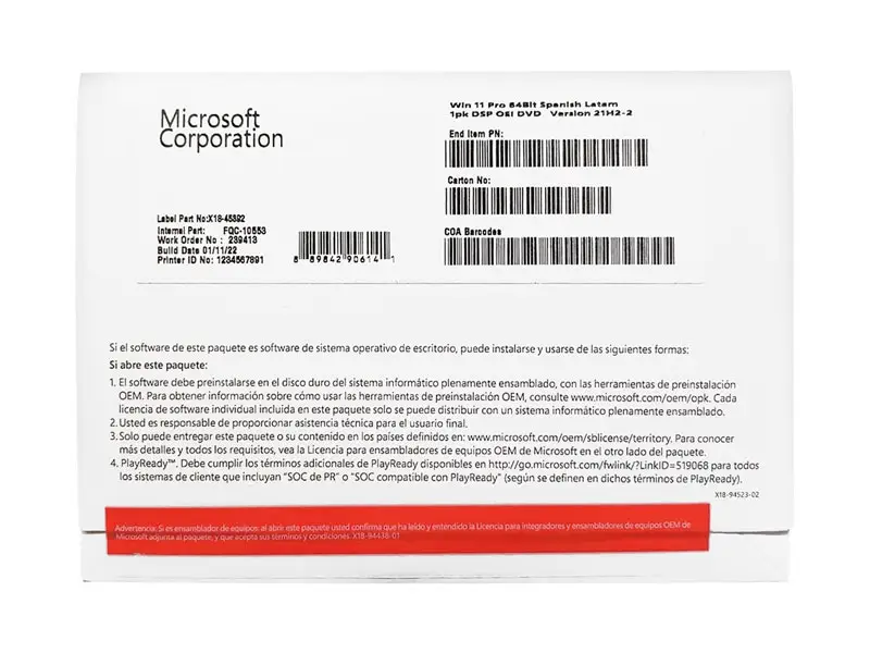 Microsoft Windows 11 Profesional OEM Espanol