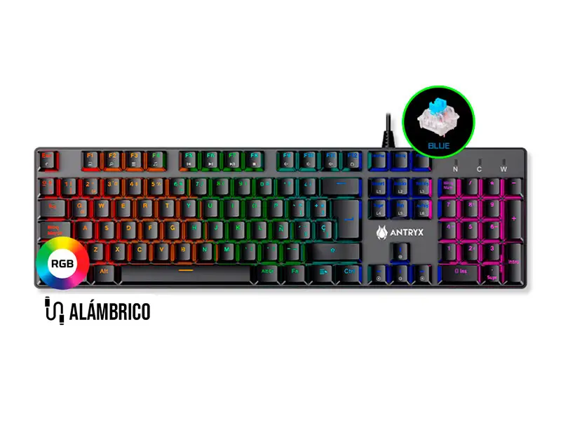 Teclado Gaming Antryx Mecanico MK760L Black, Blue Switch (AMK-760LKBL-SP)
