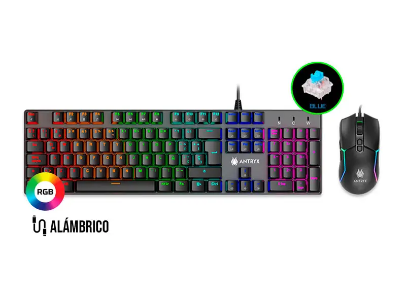 Teclado Mecanico + Mouse Antryx GC-3500 Black/Blue Switch (AGC-3500KBL-SP)