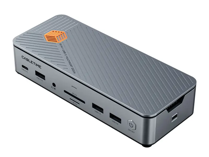 Docking Station CABLETIME CB14S 15 en 1 HDMI DP USB-A/USB-C SD RJ-45 Nvme/SSD audio 3.5mm - Imagen 3