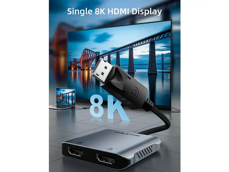 Adaptador DisplayPort a HDMI USB-C CABLETIME CB74G 4K/8K PD100W - Imagen 3