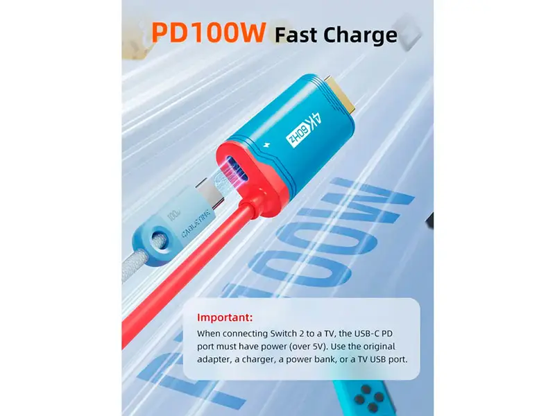 Cable USB-C a HDMI 2mts CABLETIME CC16L PD100W 4K 60Hz P/Nintendo - Imagen 2