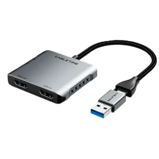 Capturador de Video CABLETIME CB67G HDMI 4K a USB-A USB-C