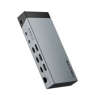 Docking Station CABLETIME TB20G 20 Puertos: HDMI DP USB-A UBS-C 1SDTF 1LAN