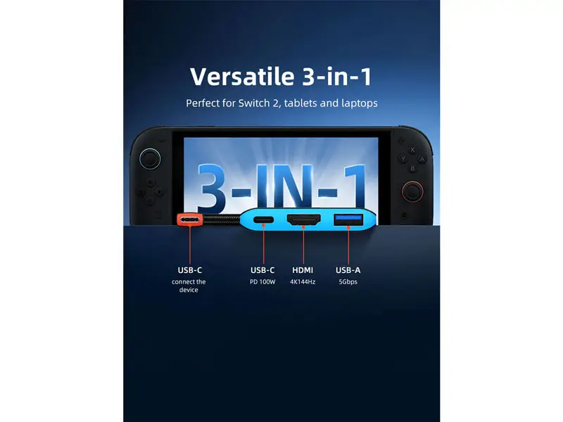 Adaptador USB-C a HDMI USB-C USB CABLETIME CBS1B 4K PD100W - Imagen 2