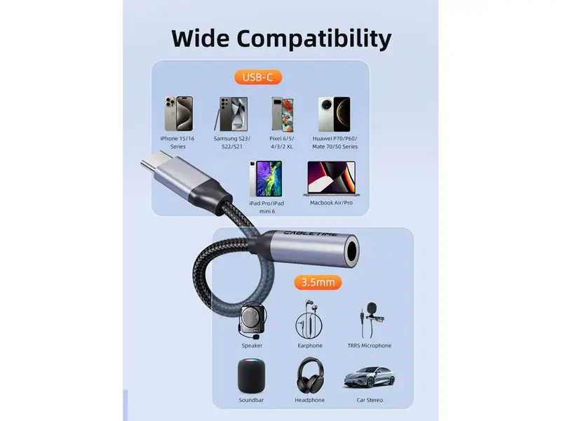 Adaptador USB-C a Audio 3.5mm CABLETIME CPA6G - Imagen 2