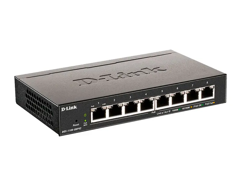 Switch D-Link DGS-1100-08P Capa2 , 8 ports RJ-45 LAN GbE, PoE, Auto MDI/MDIX. - Imagen 2