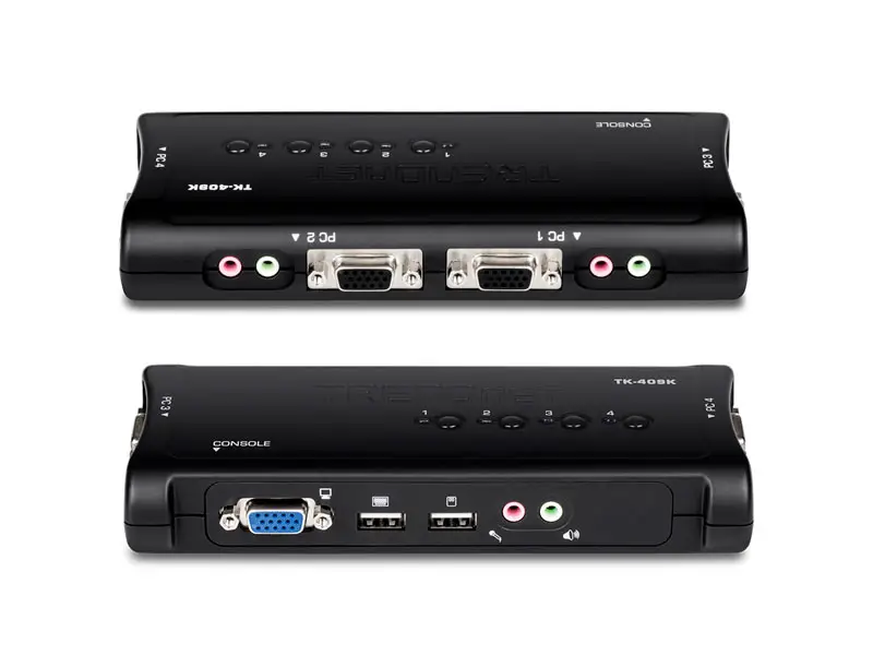 Switch KVM TRENDnet TK-409K 4-Port USB Kit with Audio (Incluye 4 juegos de cables) - Imagen 2