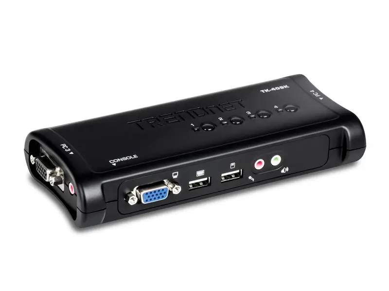 Switch KVM TRENDnet TK-409K 4-Port USB Kit with Audio (Incluye 4 juegos de cables)