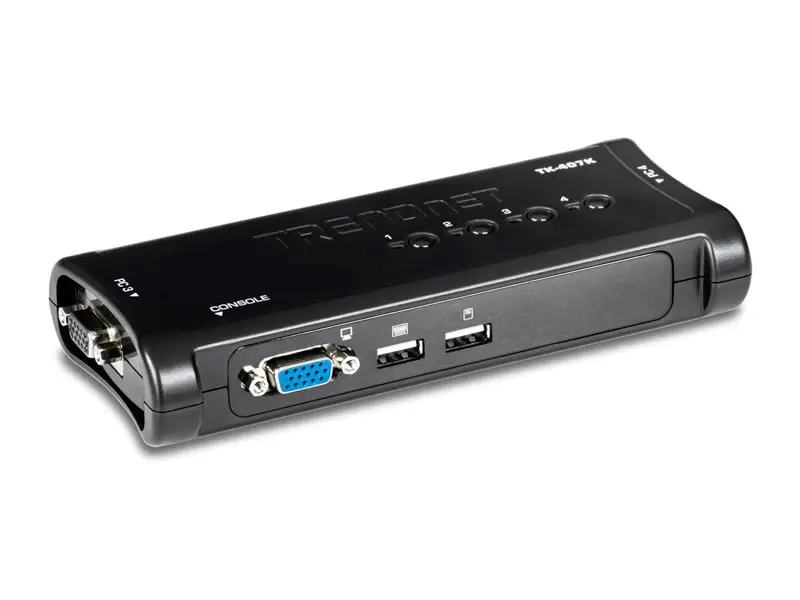 Switch KVM TRENDnet TK-407K 4 Puertos USB Kit (Incluye 4 juegos de cables)