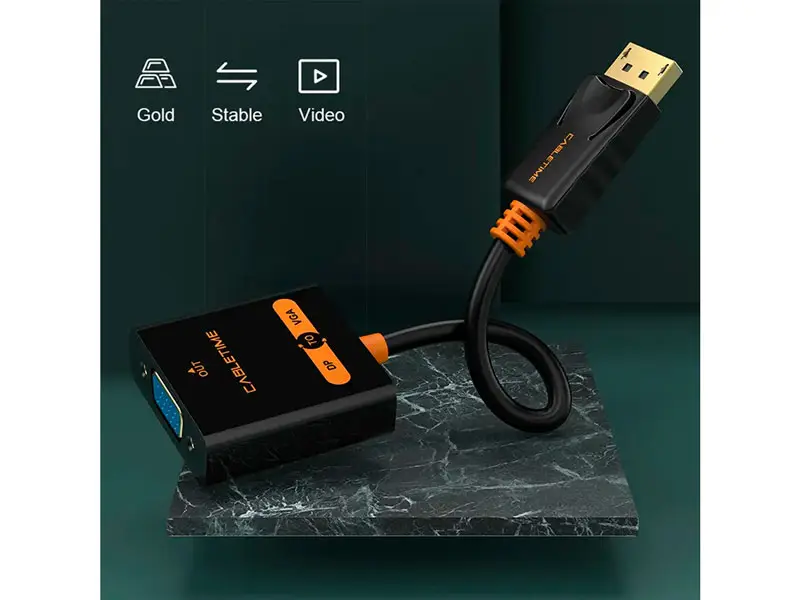 Adaptador DisplayPort a VGA CABLETIME CP25B 1080P 60Hz - Imagen 2