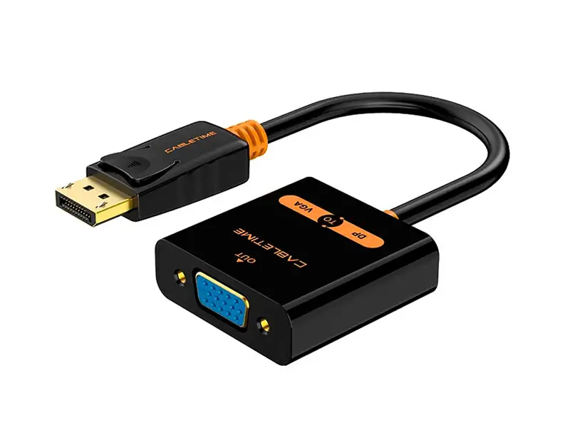 Adaptador DisplayPort a VGA CABLETIME CP25B 1080P 60Hz