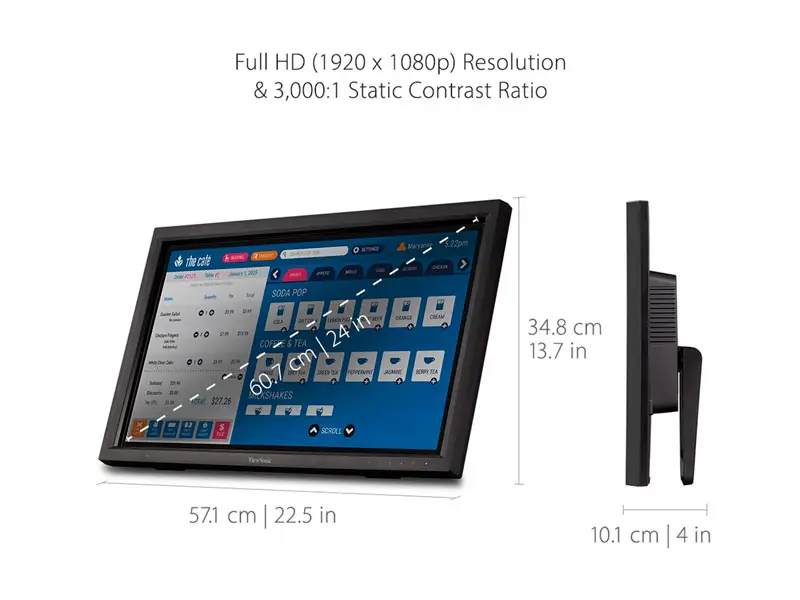 Monitor 24 VIEWSONIC Portatil TD2423D Multi-Touch FHD 7ms /DP/VGA/HDMI - Imagen 3