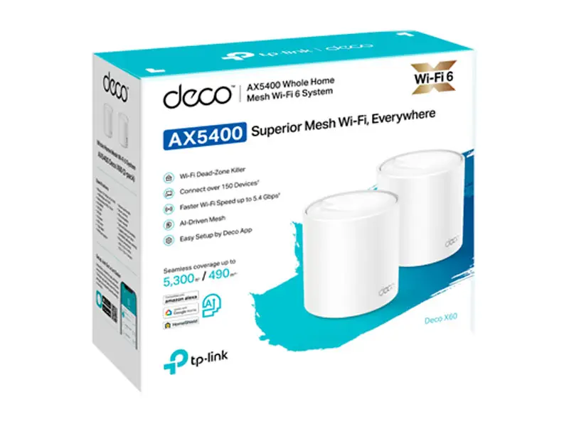 Router Mesh TP-Link Deco X60-2 AX5400 Dual Band Whole Home Wi-Fi (Packx2) - Imagen 3