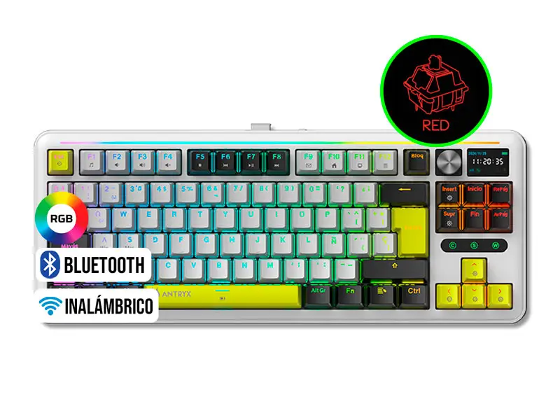 Teclado Gaming Antryx Mecanico TK-950 PRO White & Red Switch Gateron BT (ATK-950PWGRE-SP)