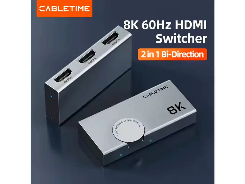 Switch HDMI CABLETIME 4K 120Hz 8K 60Hz Bidireccional 2 en 1 CP34G - Imagen 2