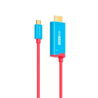 Cable USB-C a HDMI 2mts CABLETIME CC25L PD100W 4K 144Hz Rojo /Azul