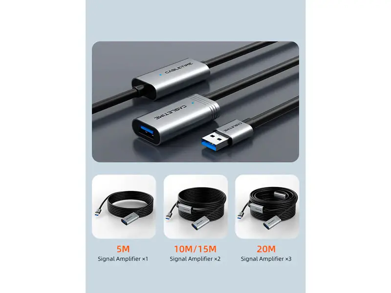 Cable Extension USB 20mts CABLETIME CA19U USB Hembra 5Gbps - Imagen 3