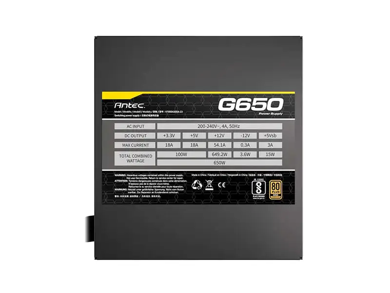Fuente de poder Antec ATOM G650 EC 650W 80+ Gold SM (0-761345-20041-7) - Imagen 3