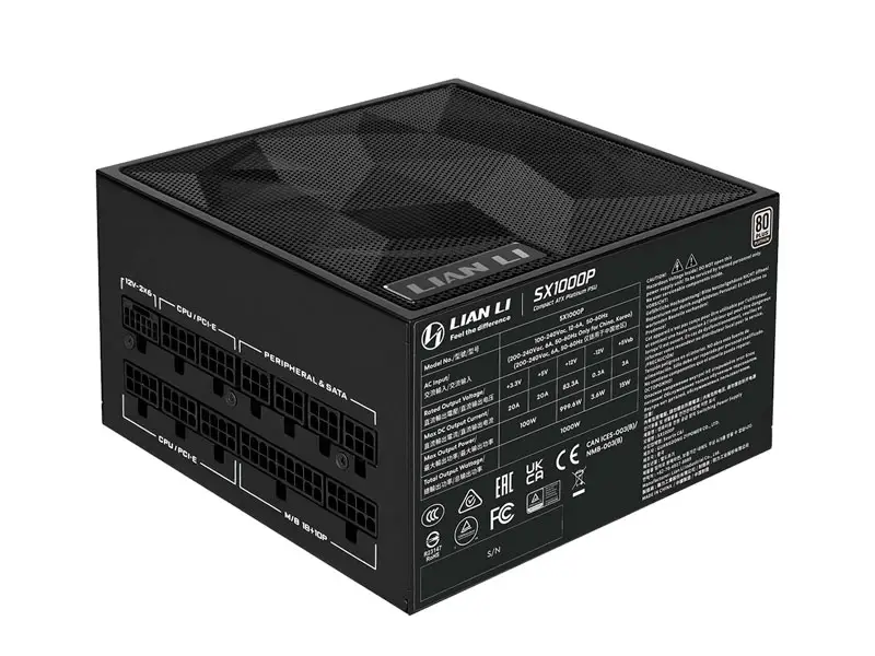 Fuente LIAN LI SX 1000W 80 Plus Platinum EX Modular ATX3.1 Black (SX1000P.B0) - Imagen 2