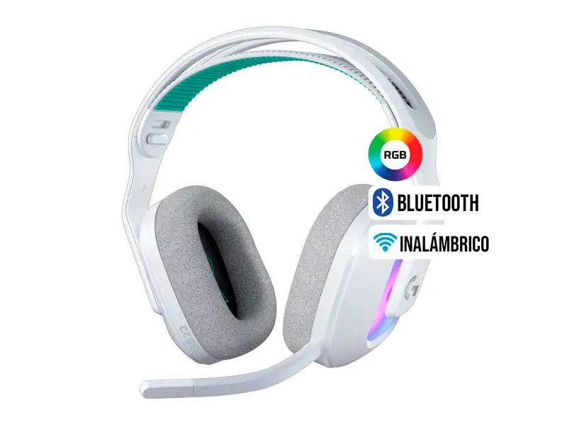 Auricular Gaming Logitech G G522 90H Lightspeed Bluetooth RGB cable USB-C White