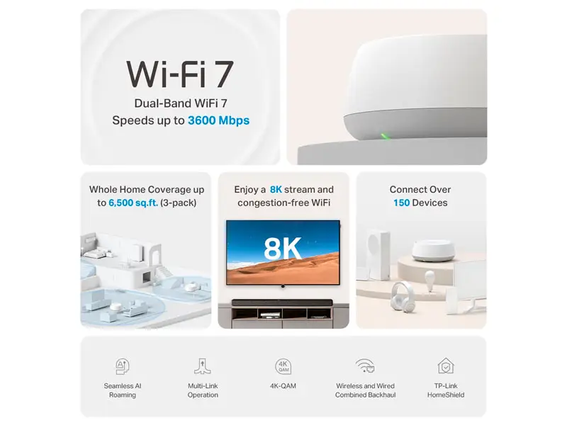 Router Mesh TP-Link Deco BE22-2 Dual Band WIFI 7 BE3600 (packx2) - Imagen 3