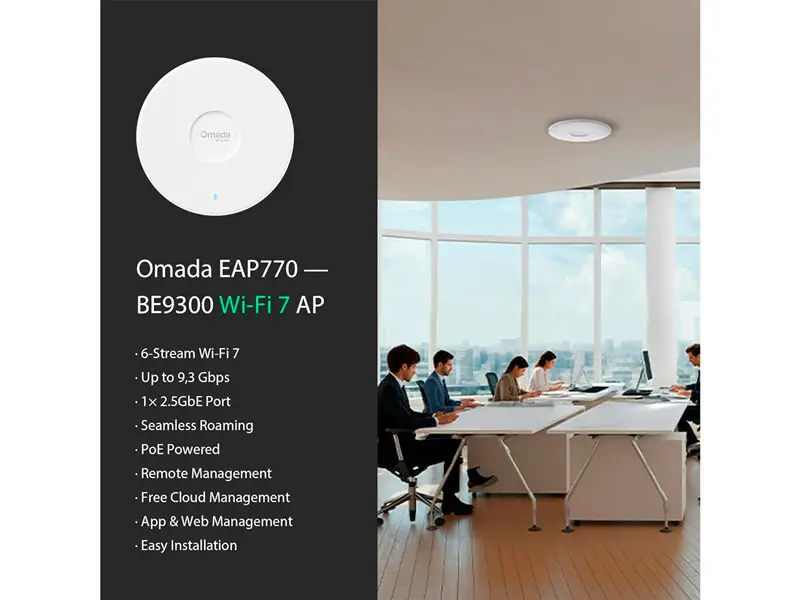 Access Point TP-Link EAP770 BE9300 TriBand WiFi 7 PoE Omada SDN Mesh P/techo - Imagen 3