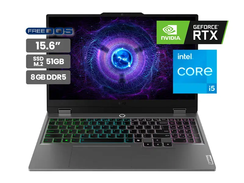 Laptop Gamer Lenovo LOQ 15IAX9 15.6″ Intel Core i5 12450HX 8GB SSD512GB RTX3050 6GB No incluye Windows