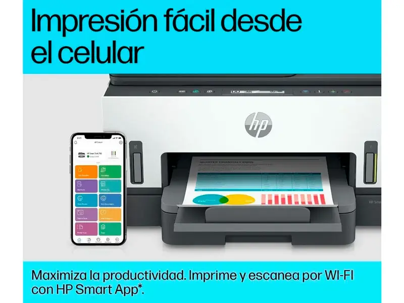 Impresora Multifuncional HP Smart Tank 750 WiFi USB RED Bluetooth ADF - Imagen 3